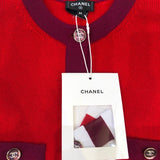 シャネル CHANEL ココボタンロングニットカーディガン P75656 レッド カシミヤ レディース カーディガン