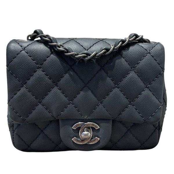 シャネル CHANEL ミニマトラッセ18 A35200 グレー　SV金具 キャビアスキン レディース ショルダーバッグ