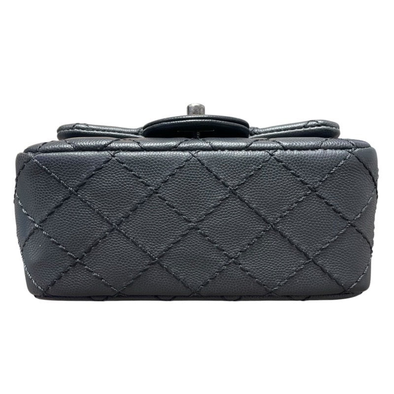 シャネル CHANEL ミニマトラッセ18 A35200 グレー　SV金具 キャビアスキン レディース ショルダーバッグ