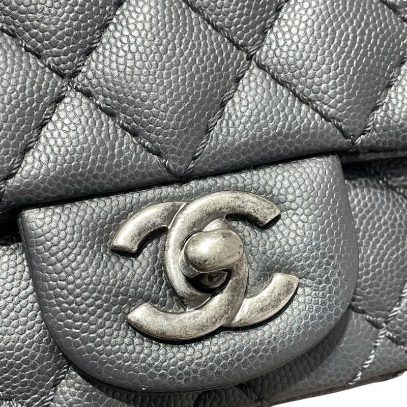 シャネル CHANEL ミニマトラッセ18 A35200 グレー　SV金具 キャビアスキン レディース ショルダーバッグ
