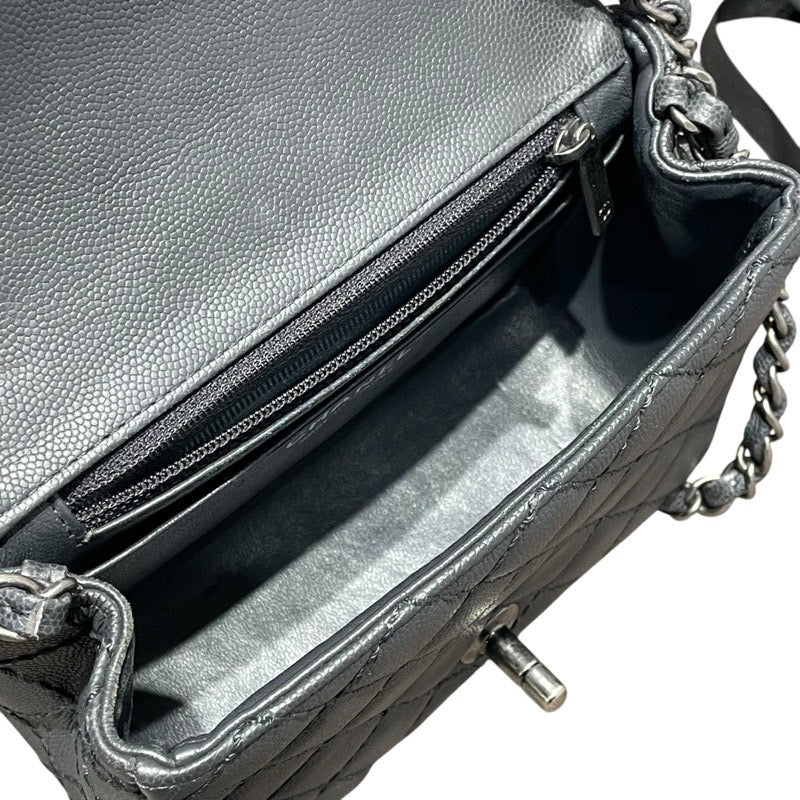 シャネル CHANEL ミニマトラッセ18 A35200 グレー　SV金具 キャビアスキン レディース ショルダーバッグ
