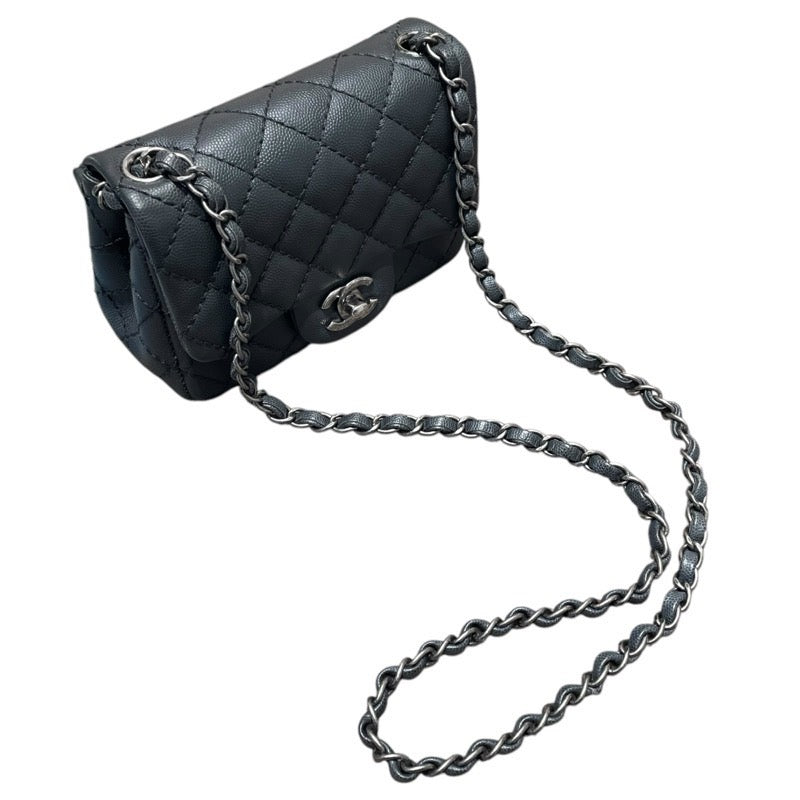 シャネル CHANEL ミニマトラッセ18 A35200 グレー　SV金具 キャビアスキン レディース ショルダーバッグ