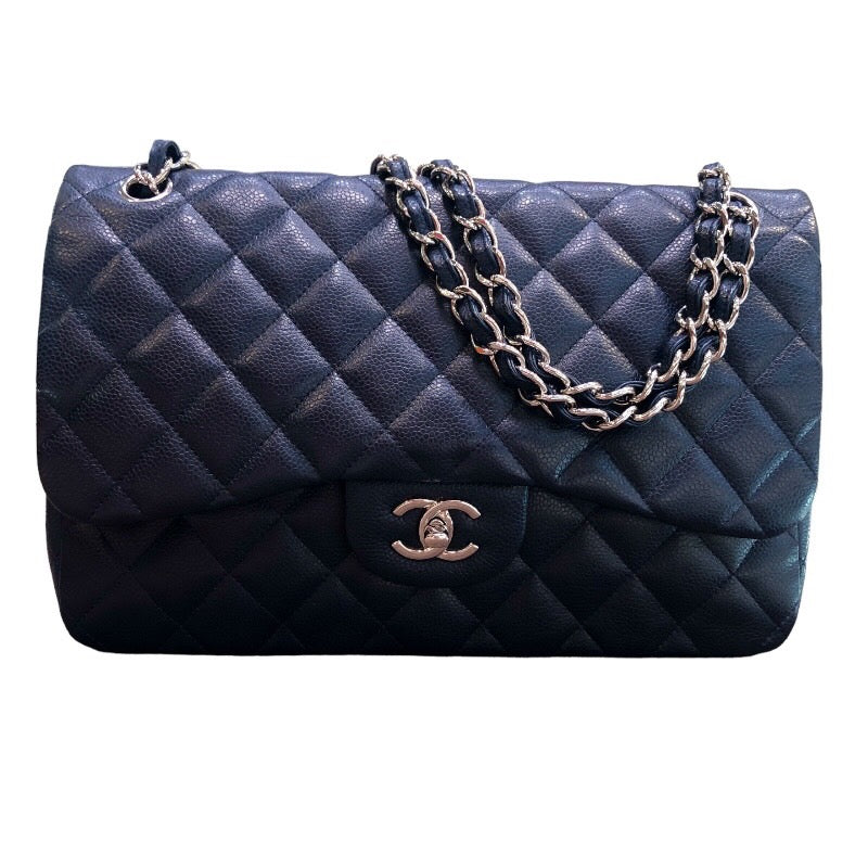 シャネル CHANEL デカマトラッセ30 A58600 15番台 ネイビー/シルバー金具 キャビアスキン レディース ショルダーバッグ