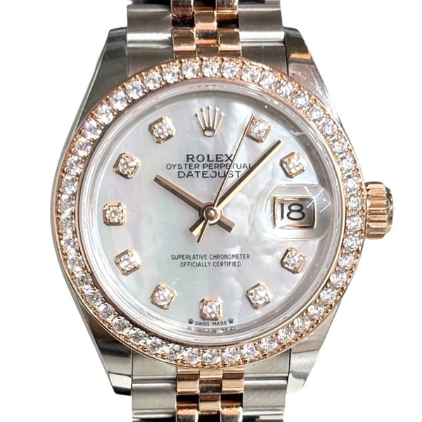 ロレックス ROLEX デイトジャスト28 ホワイトシェル 279381RBR ホワイトシェル PG/SS レディース 腕時計