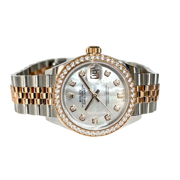 ロレックス ROLEX デイトジャスト28 ホワイトシェル 279381RBR ホワイトシェル PG/SS レディース 腕時計