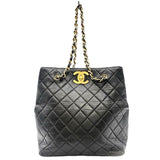 シャネル CHANEL マトラッセチェーントートバッグ ブラック ゴールド金具 カーフ レディース トートバッグ