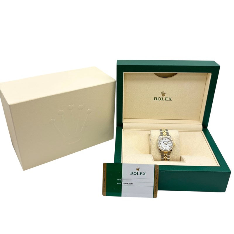 ロレックス ROLEX デイトジャスト28 279383RBR ホワイト YG/SS レディース 腕時計