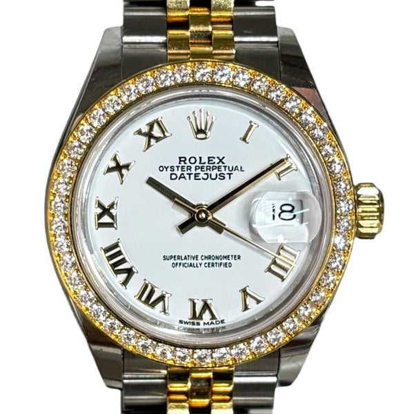 ロレックス ROLEX デイトジャスト28 279383RBR ホワイト YG/SS レディース 腕時計