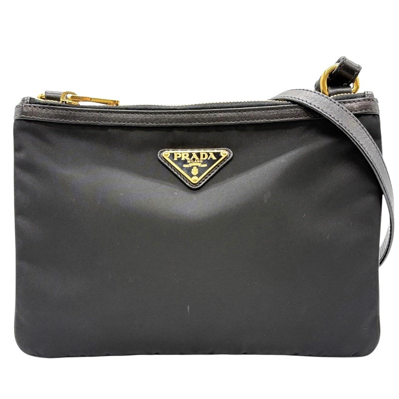 プラダ PRADA ナイロンショルダーバッグ ブラック ゴールド金具 ナイロン レディース ショルダーバッグ