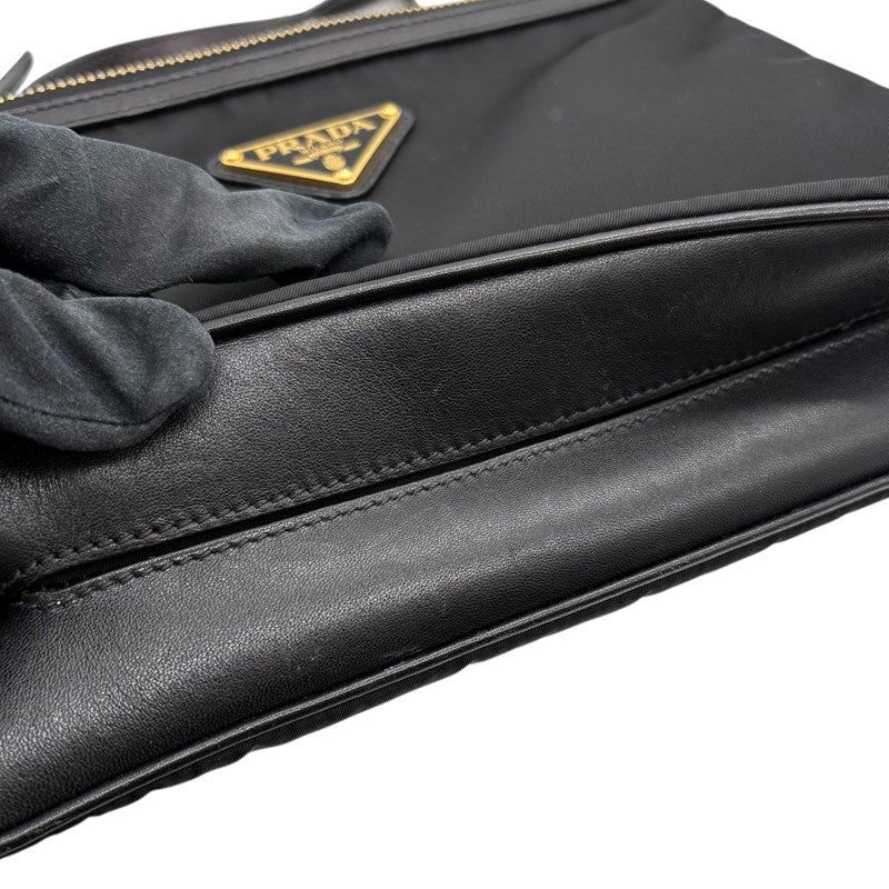 プラダ PRADA ナイロンショルダーバッグ ブラック ゴールド金具 ナイロン レディース ショルダーバッグ