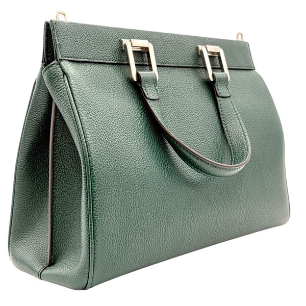 グッチ GUCCI ズゥミ スモール トップハンドルバッグ 569712 グリーン レザー レディース ハンドバッグ