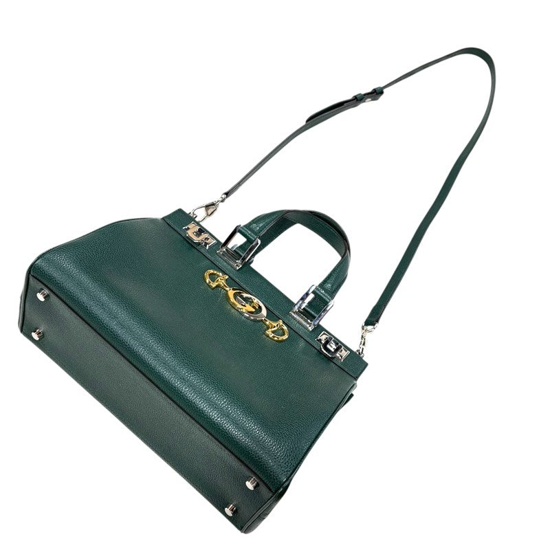 グッチ GUCCI ズゥミ スモール トップハンドルバッグ 569712 グリーン レザー レディース ハンドバッグ