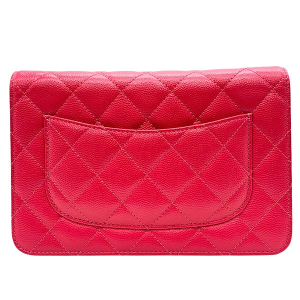 シャネル CHANEL 2.55 チェーンウォレット ホットピンク ゴールド金具 キャビアスキン レディース ショルダーバッグ