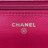 シャネル CHANEL 2.55 チェーンウォレット ホットピンク ゴールド金具 キャビアスキン レディース ショルダーバッグ
