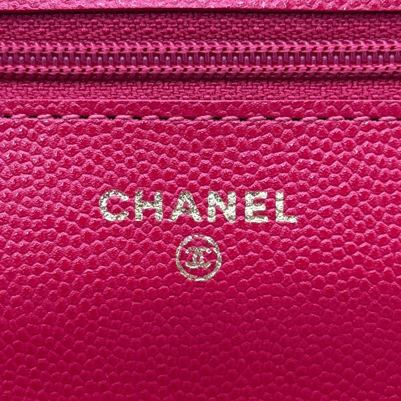 シャネル CHANEL 2.55 チェーンウォレット ホットピンク ゴールド金具 キャビアスキン レディース ショルダーバッグ