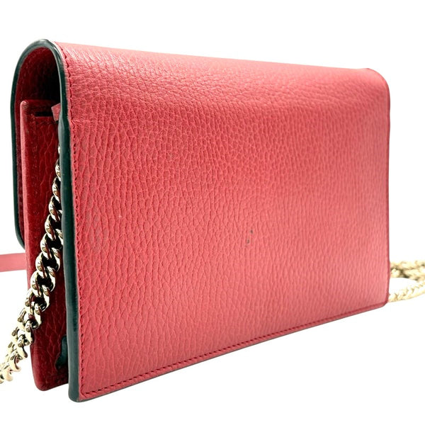 グッチ GUCCI インターロッキング Gチェーンウォレット 510314 レッド ゴールド金具 レザー レディース ショルダーバッグ