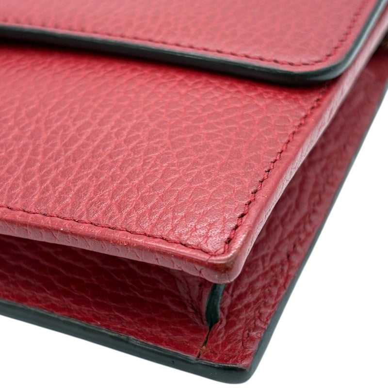 グッチ GUCCI インターロッキング Gチェーンウォレット 510314 レッド ゴールド金具 レザー レディース ショルダーバッグ