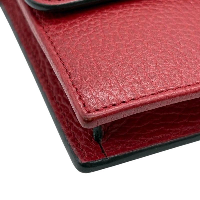 グッチ GUCCI インターロッキング Gチェーンウォレット 510314 レッド ゴールド金具 レザー レディース ショルダーバッグ