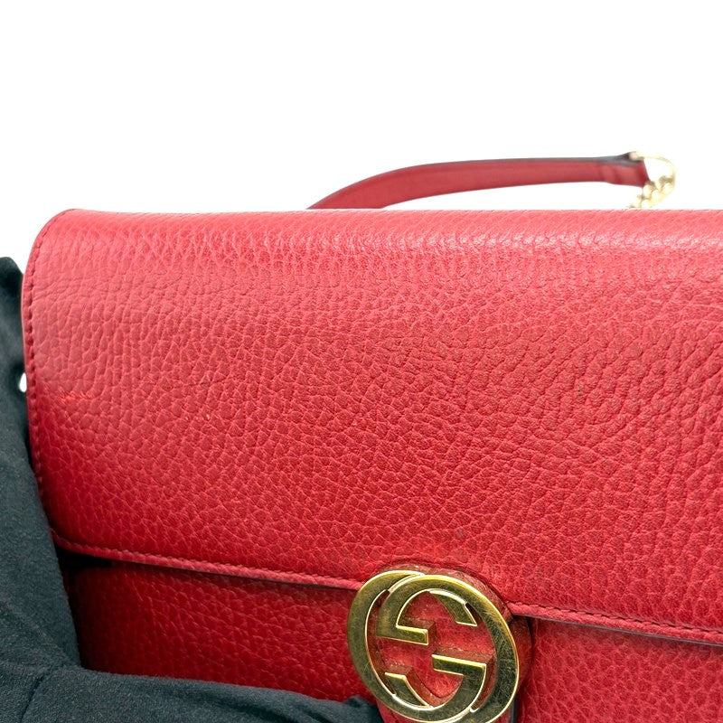 グッチ GUCCI インターロッキング Gチェーンウォレット 510314 レッド ゴールド金具 レザー レディース ショルダーバッグ
