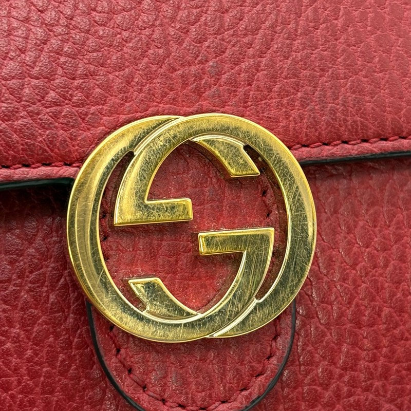 グッチ GUCCI インターロッキング Gチェーンウォレット 510314 レッド ゴールド金具 レザー レディース ショルダーバッグ