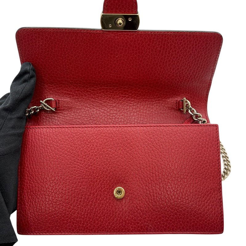 グッチ GUCCI インターロッキング Gチェーンウォレット 510314 レッド ゴールド金具 レザー レディース ショルダーバッグ