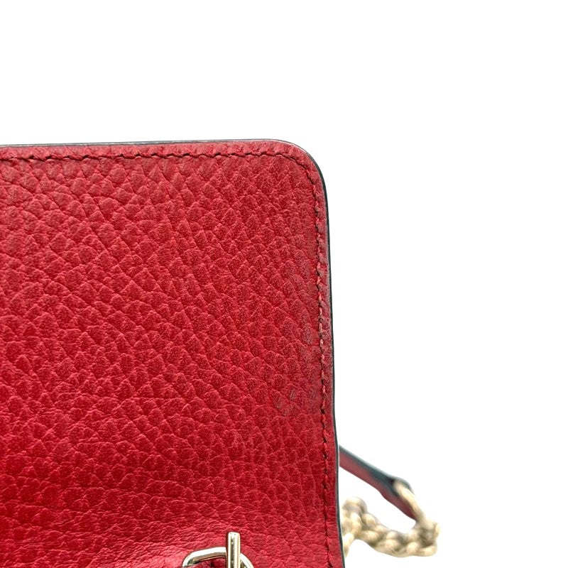 グッチ GUCCI インターロッキング Gチェーンウォレット 510314 レッド ゴールド金具 レザー レディース ショルダーバッグ