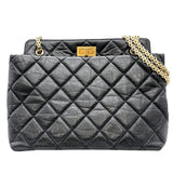 シャネル CHANEL 2.55 チェーントートバッグ ブラック ゴールド金具 エイジドカーフ レディース トートバッグ