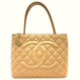 シャネル CHANEL 復刻トート A01804 ベージュ ゴールド金具 キャビアスキン レディース トートバッグ