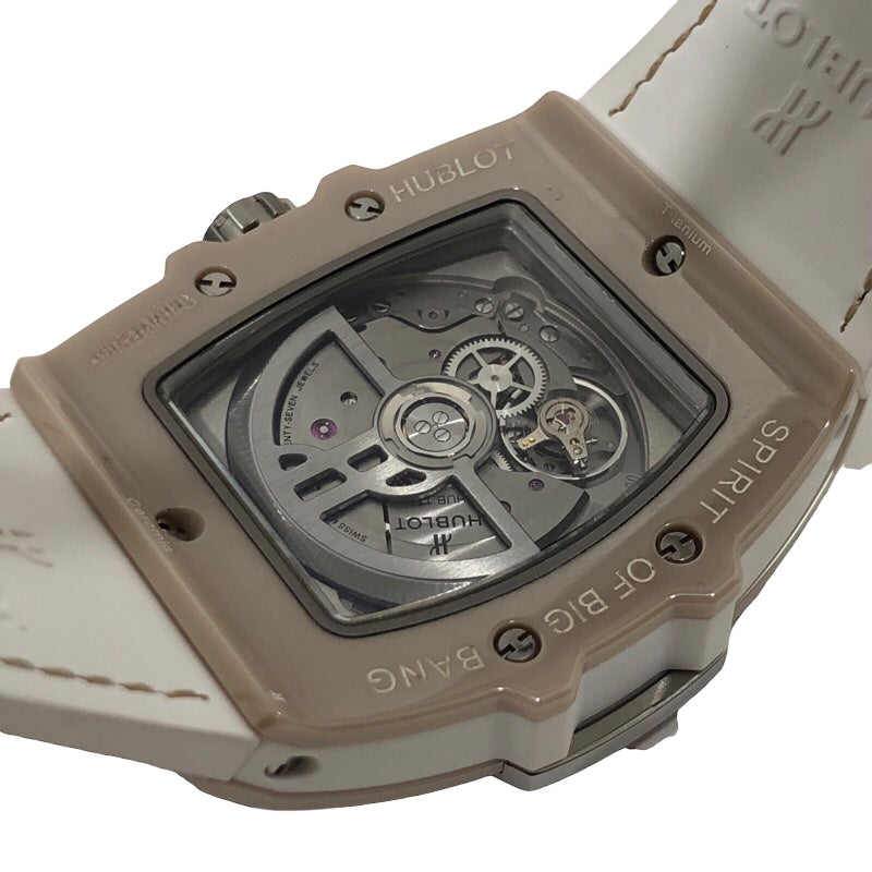 ウブロ HUBLOT スピリットオブビッグバンベージュセラミックチタニウム 665.CZ.891B.LR.1204 ベージュ セラミック/チタン 純正ラバーベルト 自動巻き レディース 腕時計