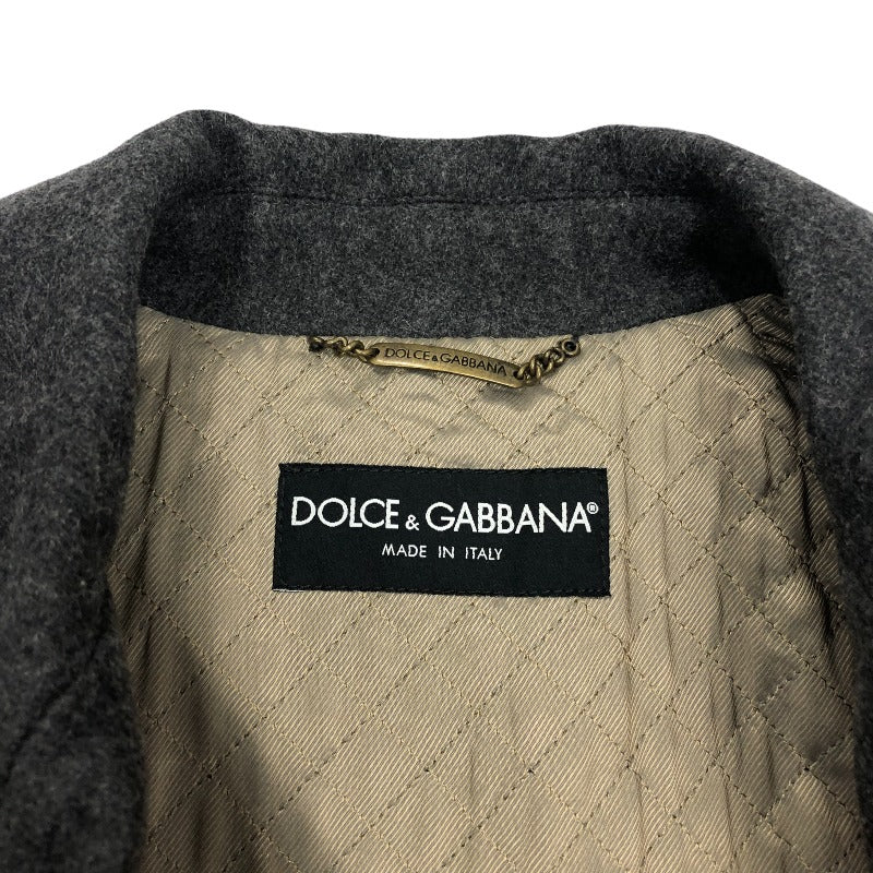【ネット限定】ドルチェ＆ガッバーナ Dolce & Gabbana ラムスキンレザーPコート G0042L-G5T30 ブラウン×グレー ラムスキン/コットン メンズ ピーコート約70cm着丈