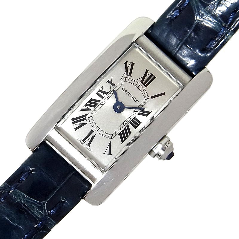 カルティエ Cartier タンクアメリカン ミニ WSTA0032 SS/純正尾錠・レザーストラップ クオーツ レディース 腕時計