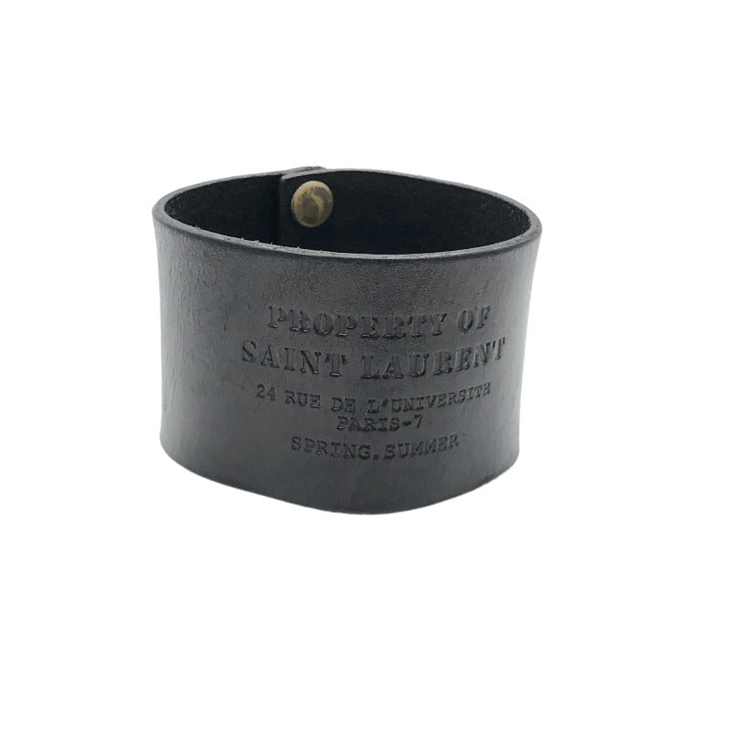 サンローラン SAINT LAURENT レザー ブレスレッド STT503380・M・0218 ブラック シルバー金具 レザー レディース バングル