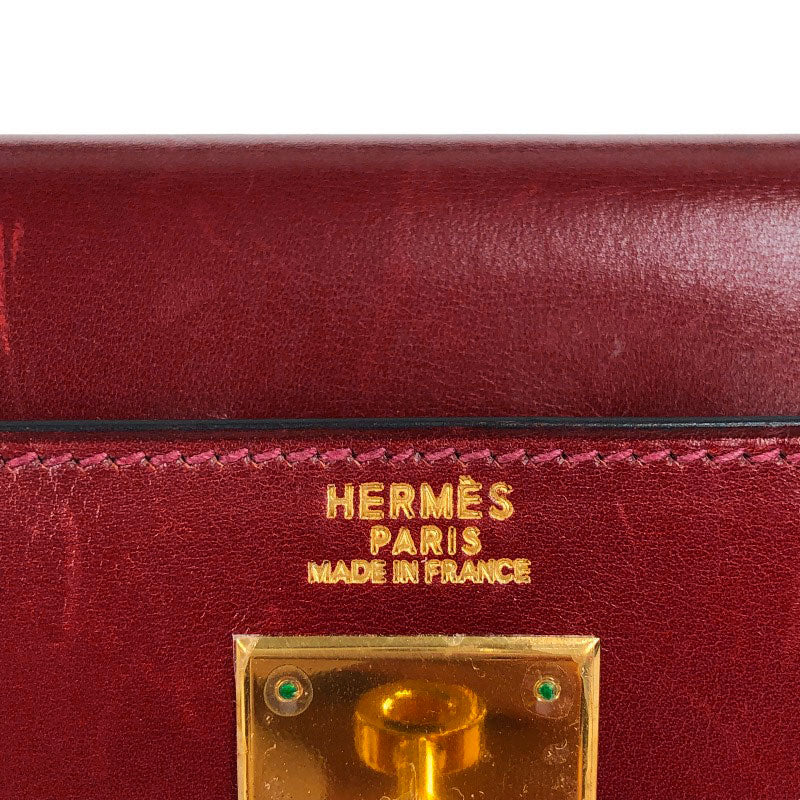 エルメス HERMES ケリー28 □A刻 ルージュ ゴールド金具 ボックスカーフ レディース ハンドバッグ