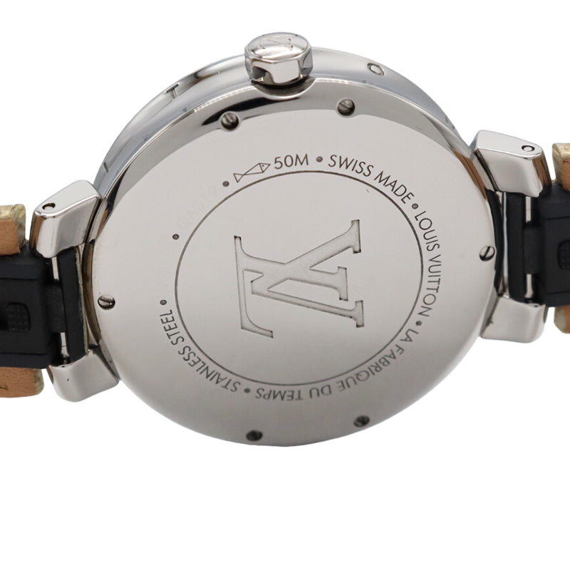 ファッション小物ルイ・ヴィトン LOUIS VUITTON タンブール ムーン ディヴァインMM QA019Z SS/純正ベルト クオーツ レディース 腕時計