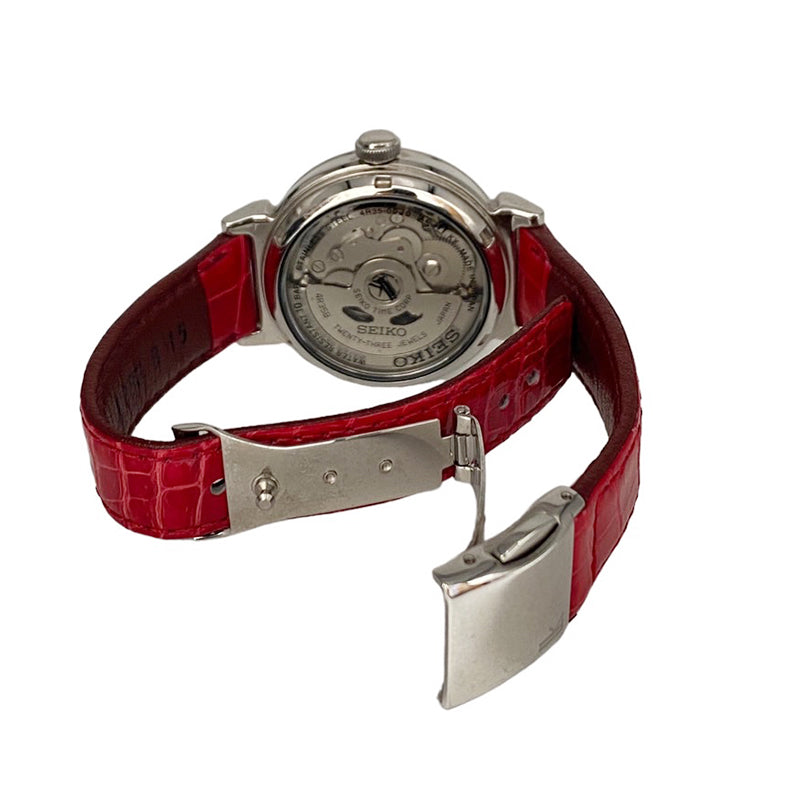 セイコー ルキア SSVM015 クロコダイルバンド レッド/シルバー 腕時計 