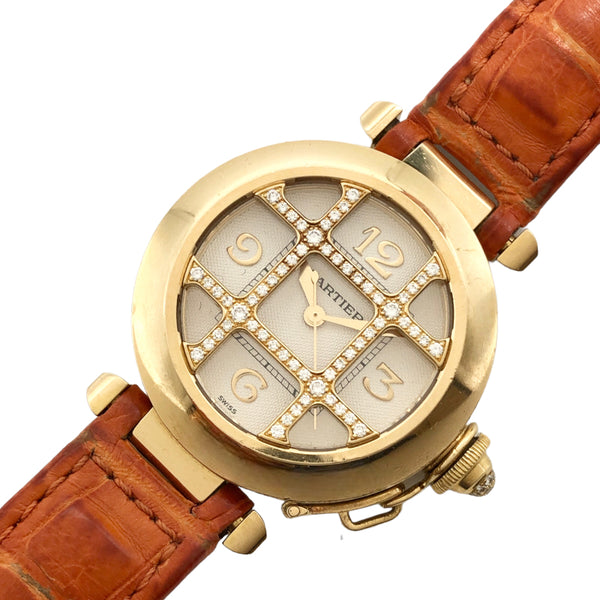 カルティエ  パシャ32 グリッドダイヤ WJ101356 K18YG  腕時計ボーイズ