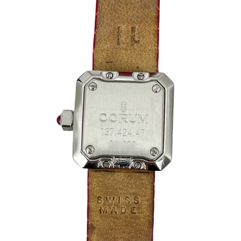 コルム CORUM シュガーキューブ ベゼルダイヤ 137.424.47 ピンク SS クオーツ レディース 腕時計