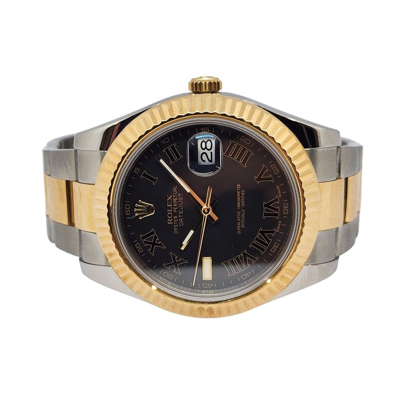 ロレックス ROLEX デイトジャスト2 ローマ ランダムシリアル 116333 グレー K18YG/SS 自動巻き メンズ 腕時計