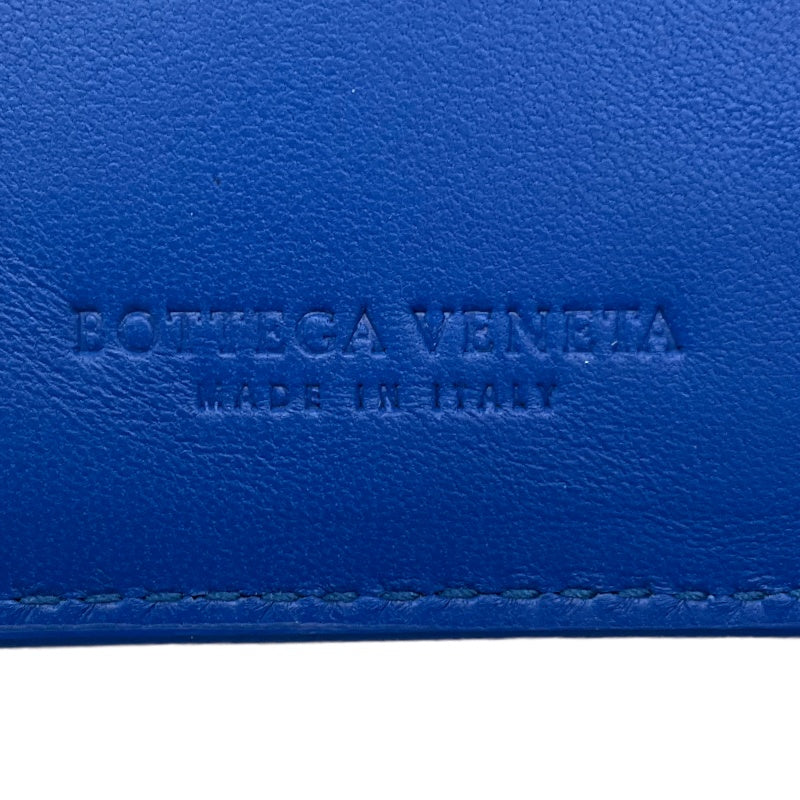 ボッテガ・ヴェネタ BOTTEGA VENETA マキシイントレ財布 ブルー レザー メンズ 二つ折り財布