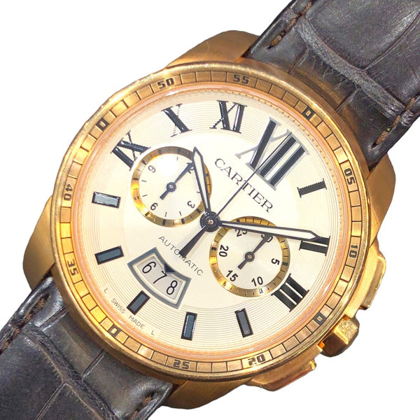 カルティエ Cartier カリブル ドゥ カルティエ クロノグラフ W7100044 K18ピンクゴールド 自動巻き メンズ 腕時計