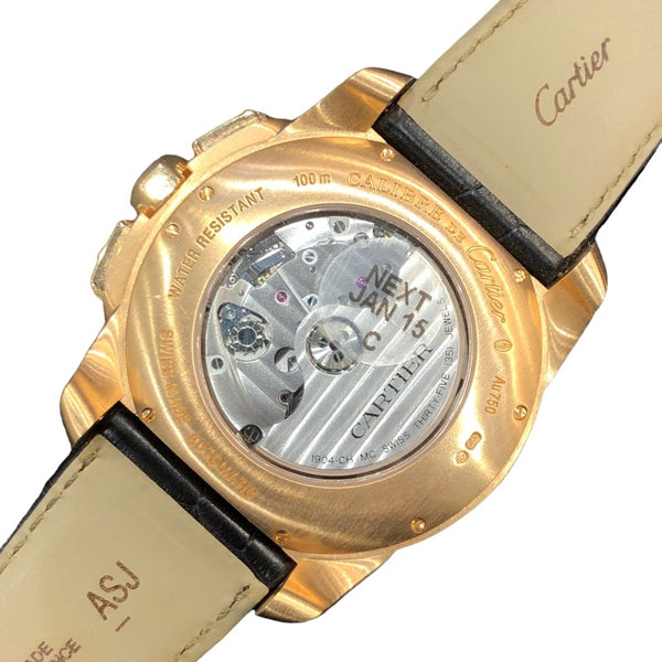 カルティエ Cartier カリブル ドゥ カルティエ クロノグラフ W7100044 K18ピンクゴールド 自動巻き メンズ 腕時計
