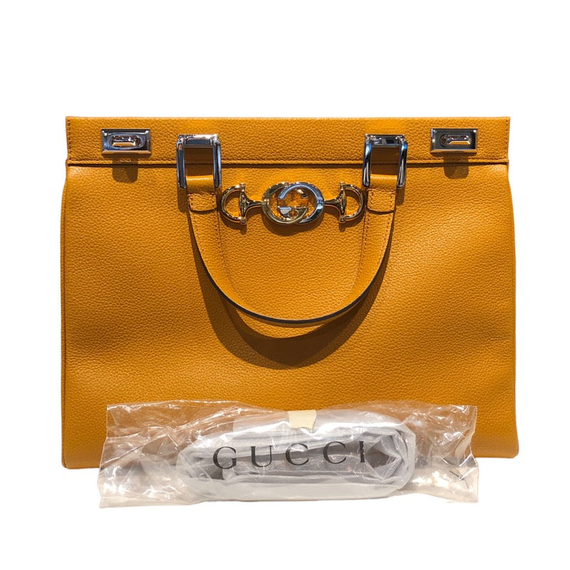 グッチ  ズゥミミディアムトート　GD×SV金具 564714  イエロー ショルダーバッグユニセックス
