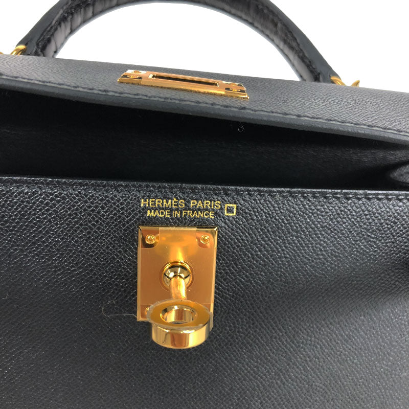 エルメス HERMES ミニケリー2 タッチ U刻 ブラック　ゴールド金具 エプソン/アリゲーター レディース ハンドバッグ