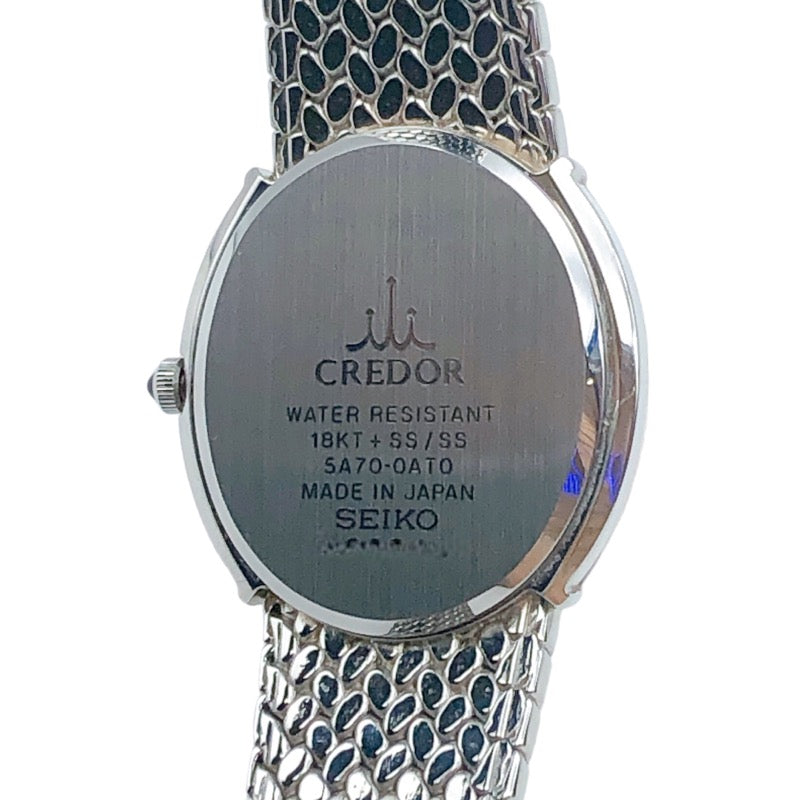 セイコー  CREDOR　ジグノホワイトシェル ステンレススチール×ピングゴールド×ダイヤモンド  シルバー/ピングゴールド 腕時計レディース