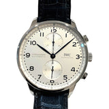 インターナショナルウォッチカンパニー  ポルトギーゼ クロノグラフ シルバー文字盤 IW371605 SS/レザーストラップ（ブルー）  腕時計メンズ