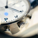 インターナショナルウォッチカンパニー  ポルトギーゼ クロノグラフ シルバー文字盤 IW371605 SS/レザーストラップ（ブルー）  腕時計メンズ