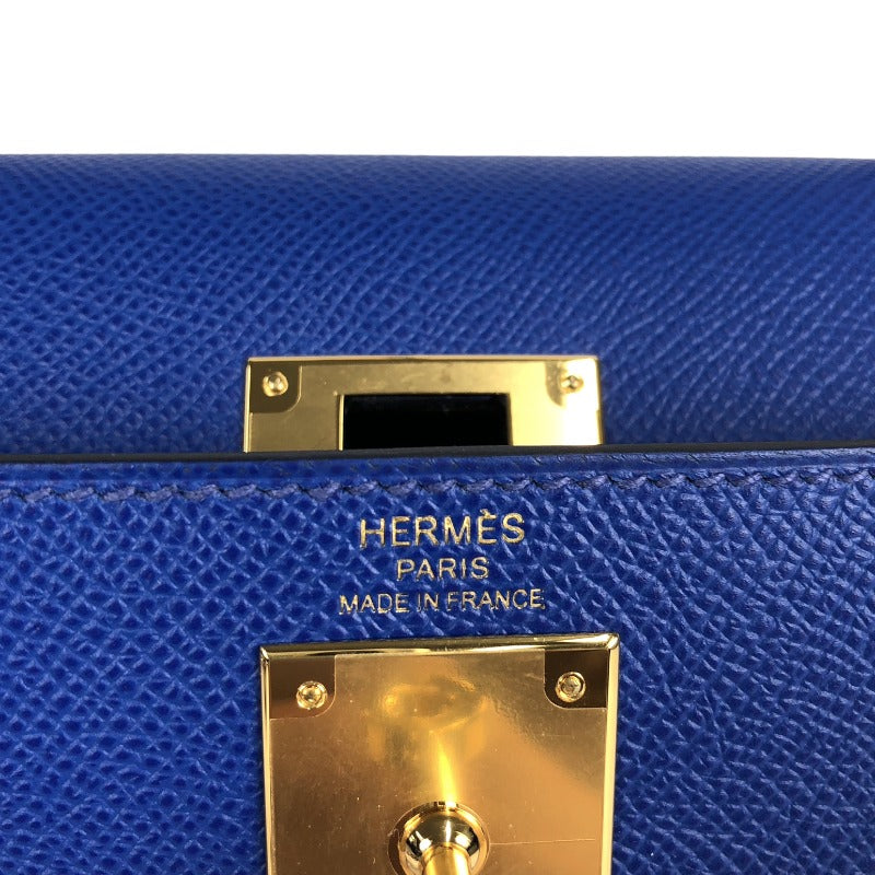 エルメス HERMES ケリー28 外縫い U刻 ブルーロワイヤル ゴールド金具 エプソン レディース ハンドバッグ