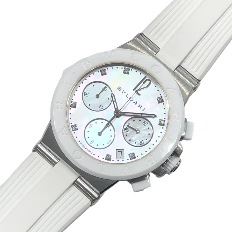 ブルガリ  ディアゴノクロノグラフ ホワイトシェル DG37SCCH SS  腕時計メンズ