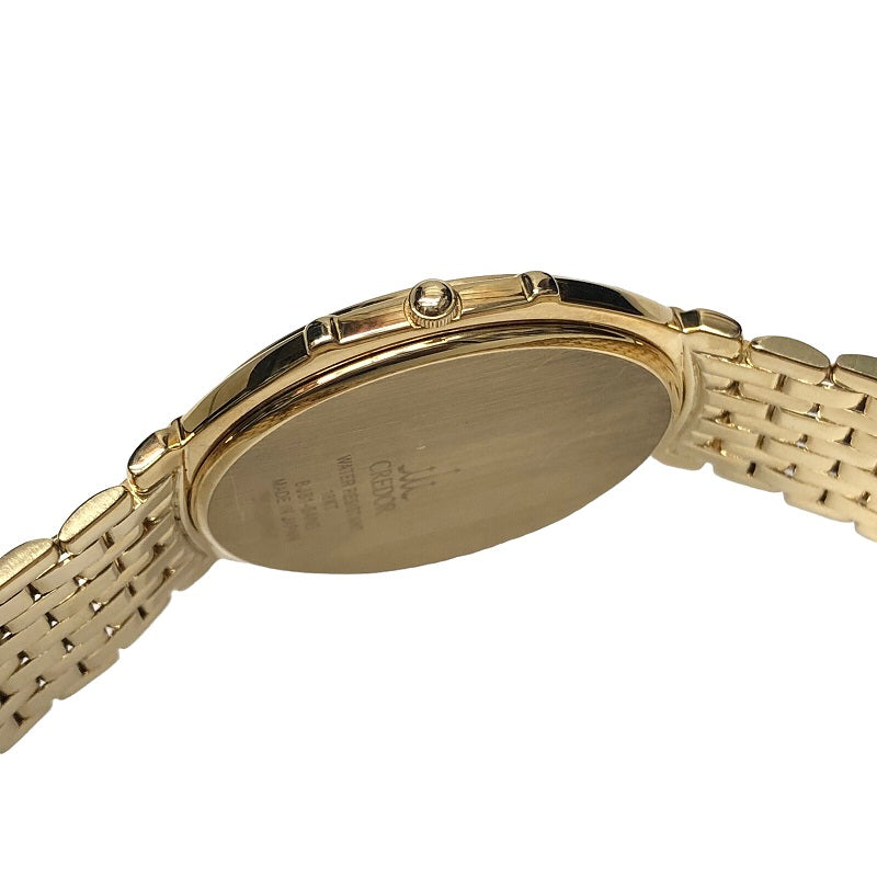 セイコー  CREDOR ジュリ 無垢 GBAR022 K18イエローゴールド K18YG  ホワイト 腕時計メンズ