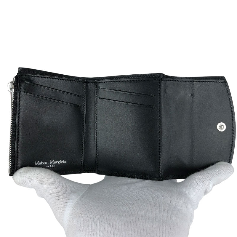 メゾン マルジェラ  三つ折り財布 S55UI0296 レザー  ブラック 三つ折り財布レディース